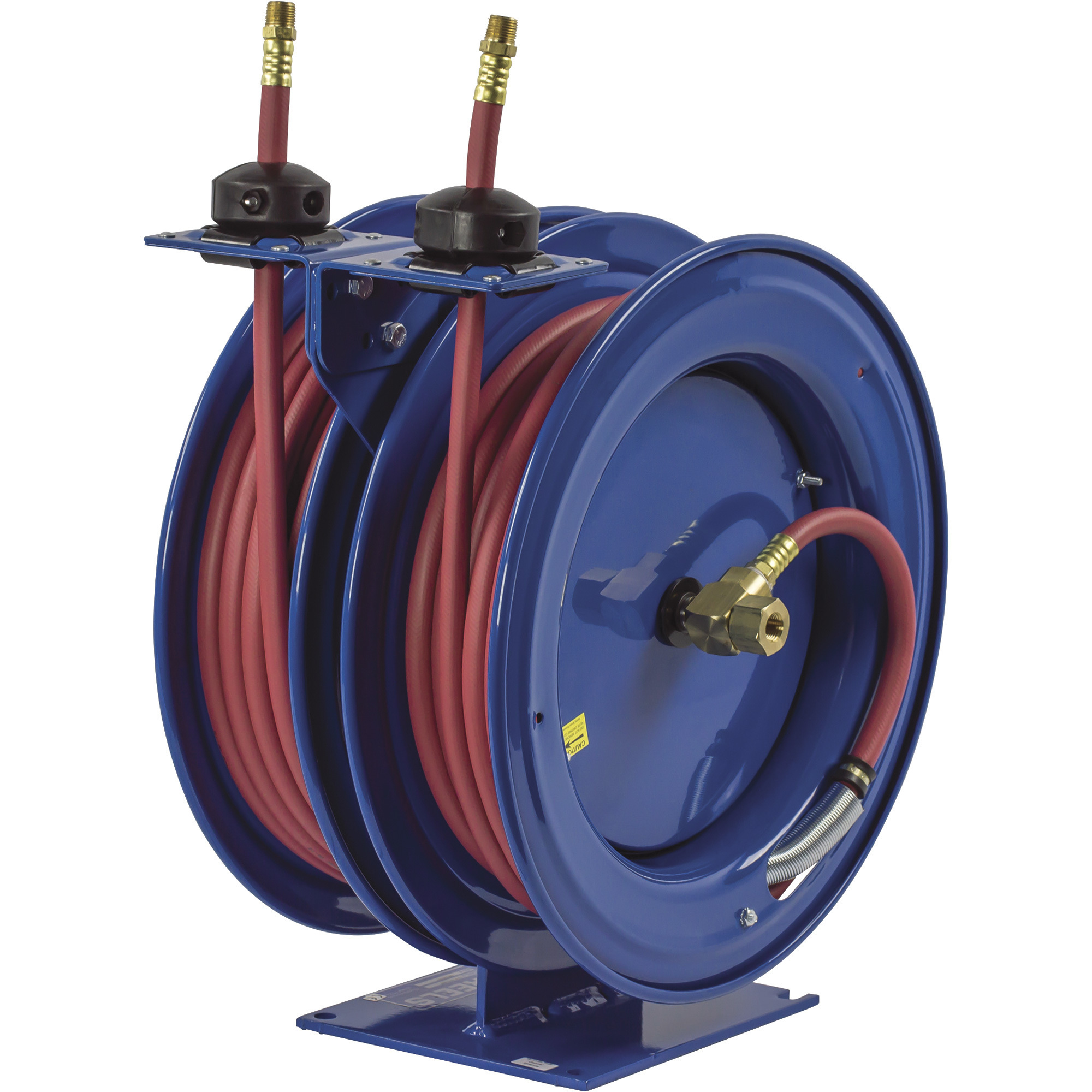 Coxreels Dual Air Hose Reel, With 3/8in. x 25ft. PVC Hoses, Max. 300 PSI, Model# C-LP-325-325
